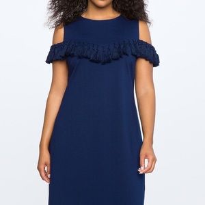 Eloquii fringe cold shoulder dress